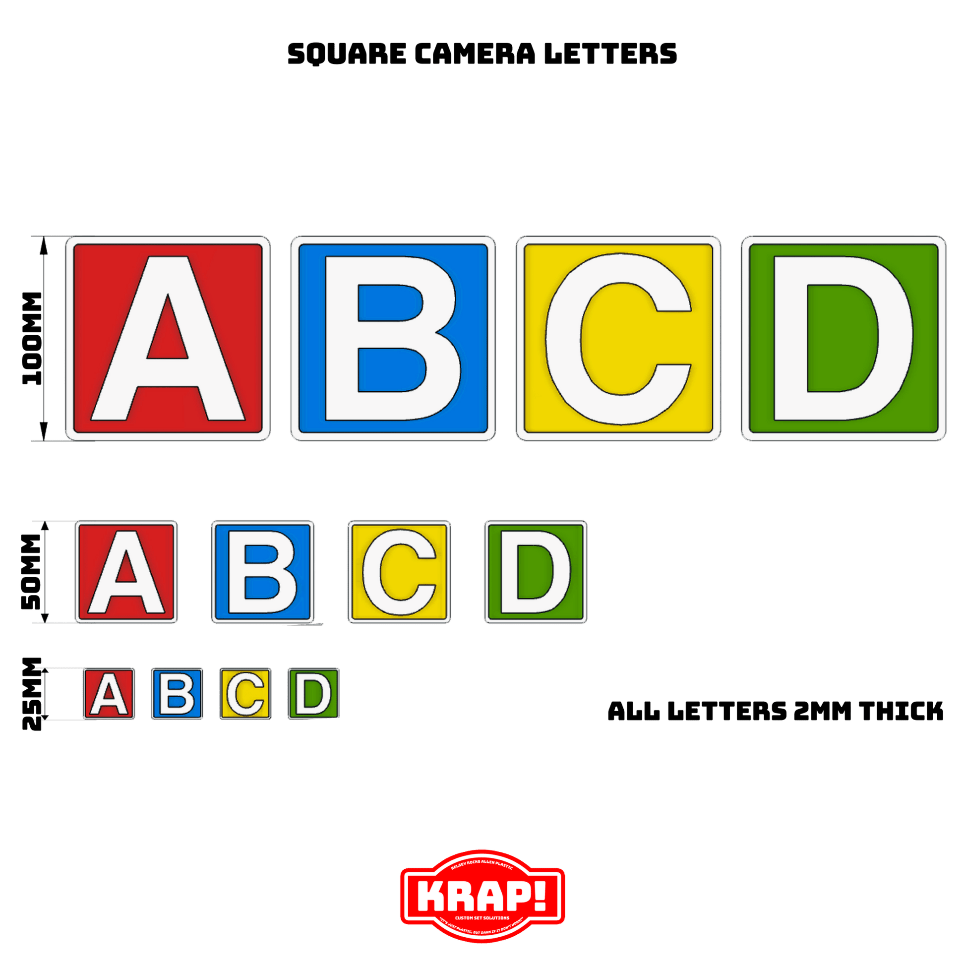 Camera Letters - Medium Square Individual - KRAP! Custom Set Solutions