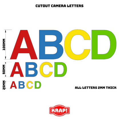 Camera Letters - Small Cutout Individual - KRAP! Custom Set Solutions