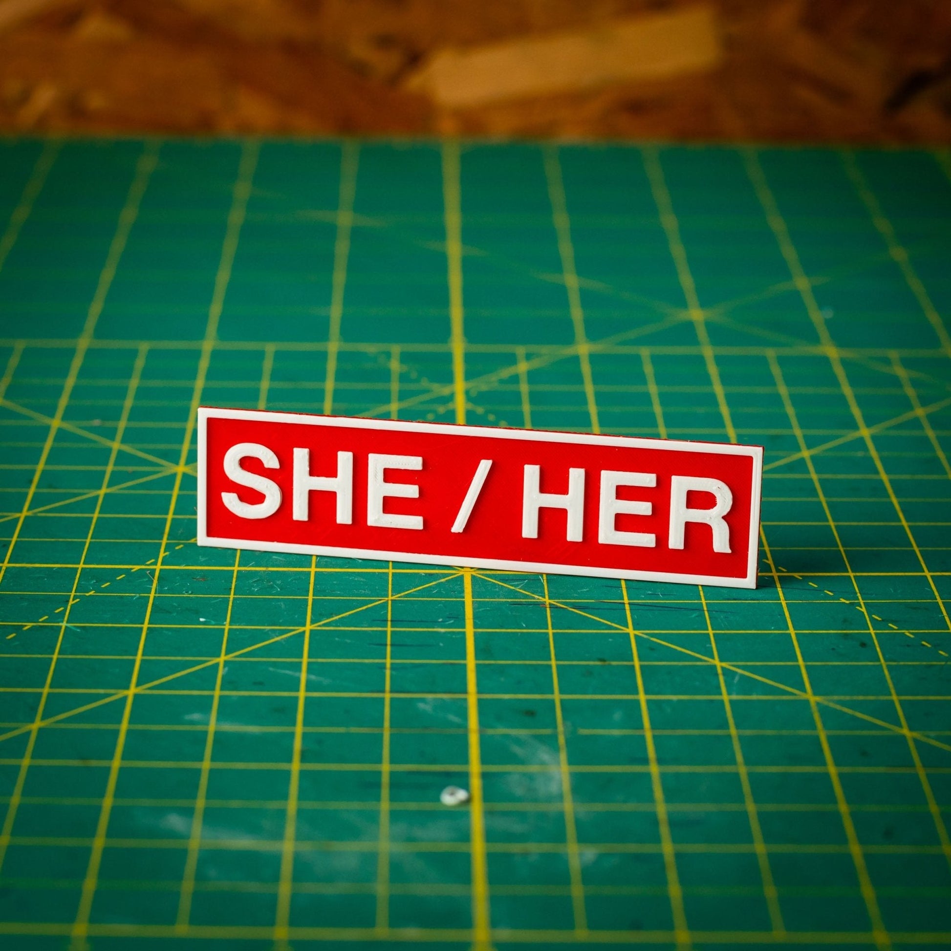 Pronoun Text Plate Medium - She/Her - KRAP! Custom Set Solutions