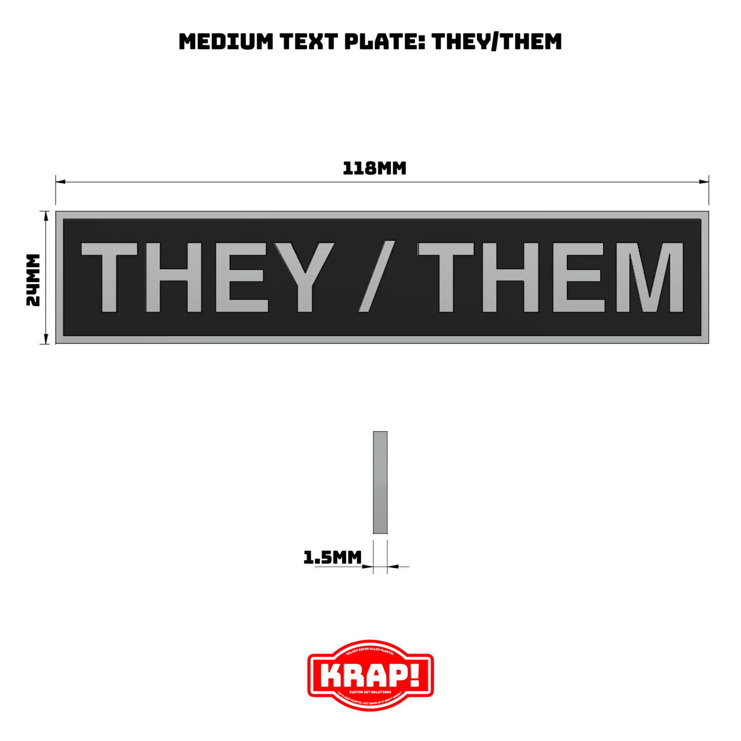 Pronoun Text Plate Medium - They/Them - KRAP! Custom Set Solutions