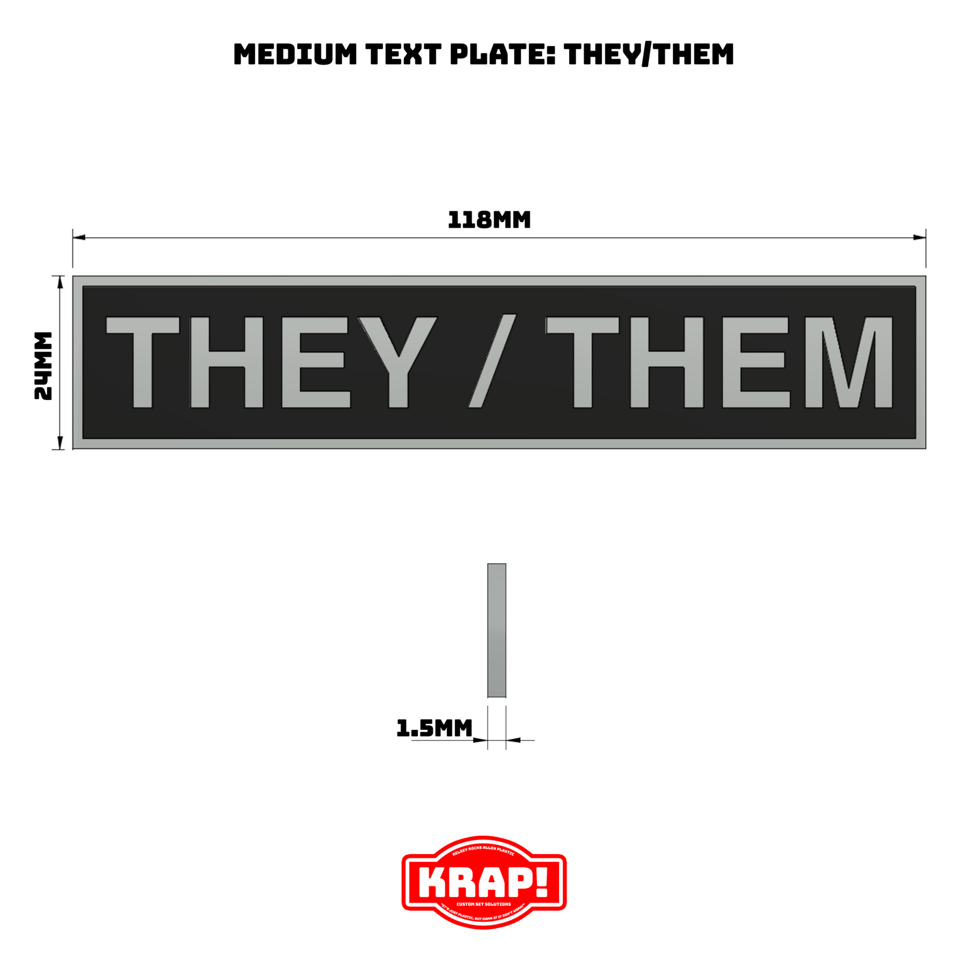 Pronoun Text Plate Medium - They/Them - KRAP! Custom Set Solutions