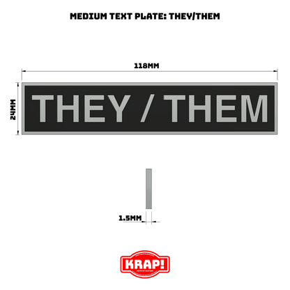 Pronoun Text Plate Medium - They/Them - KRAP! Custom Set Solutions