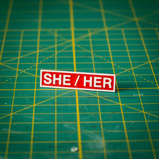 Pronoun Text Plate Small - She/Her - KRAP! Custom Set Solutions