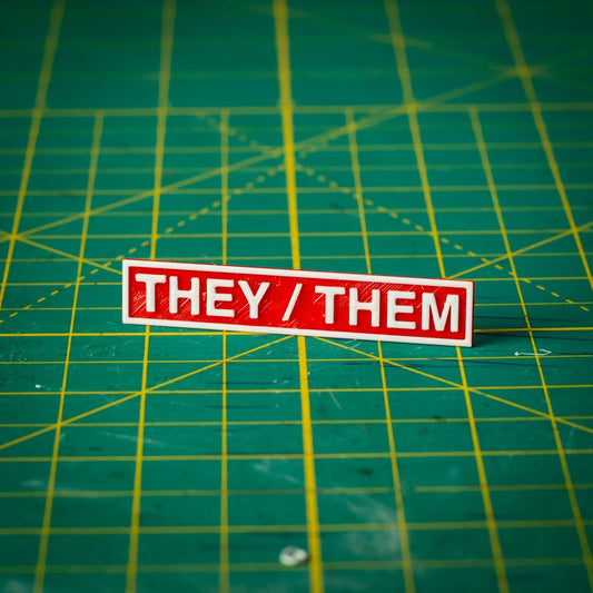 Pronoun Text Plate Small - They/Them - KRAP! Custom Set Solutions